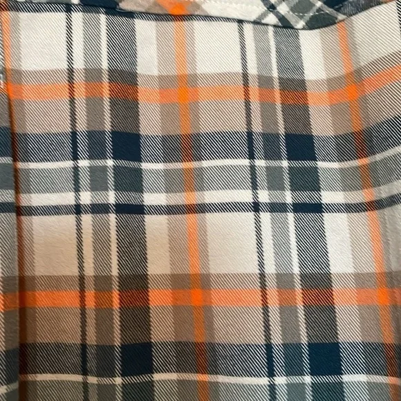 L.L.BEAN women’s XL Plaid Shirt Organic Cotton Blend. Green, Orange, Blue, Sage - Picture 8 of 11